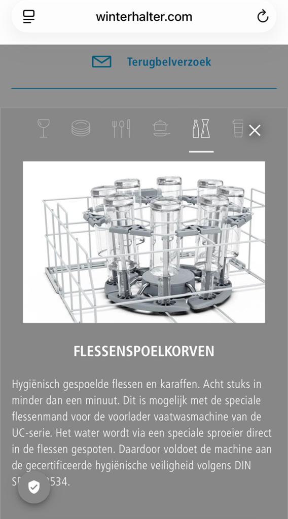 Flessenkorf Winterhalter UC-M, UC-L en UC-XL, Elektronische apparatuur, Vaatwasmachines, Zo goed als nieuw, Ophalen