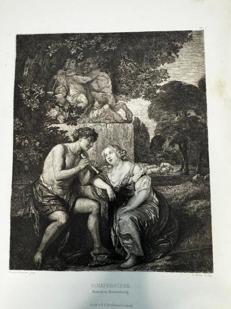 Antieke gravure 19e eeuw ets, Antiek en Kunst, Ophalen