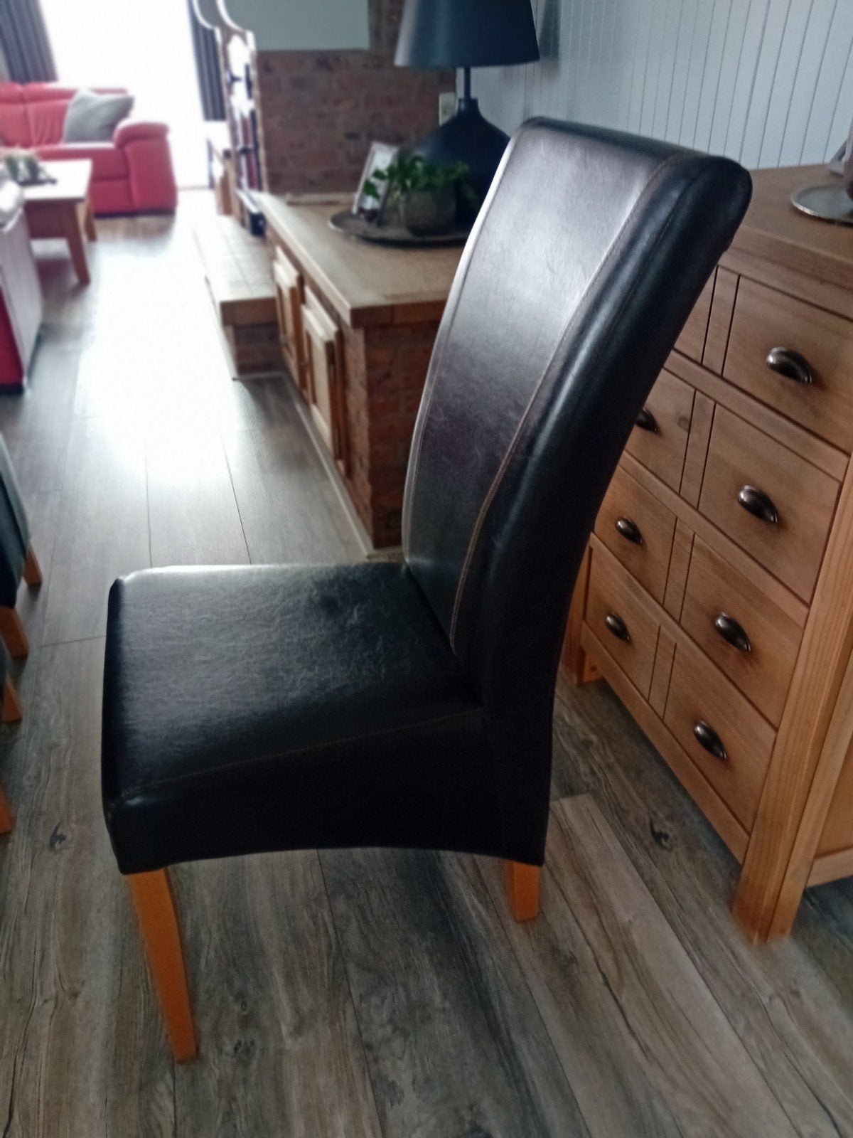 lederen stoelen doker bruin, Huis en Inrichting, Stoelen, Ophalen, Bruin, Leer, Vijf, Zes of meer stoelen