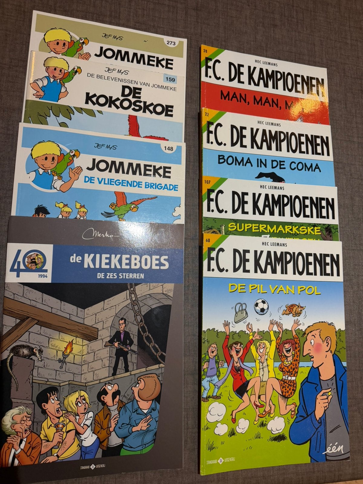 Strips:  3xJommeke / 4x Fc kampioenen / 1x de kiekeboes, Meerdere stripboeken, Ophalen, Gelezen