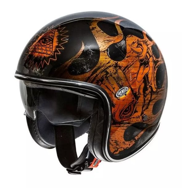 Casque jet Premier Le Petit Classic - BD - chromed - orange, Motos, Autres marques, Seconde main, Casque jet, Enlèvement