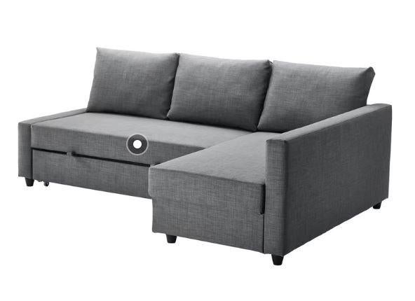Canapé-lit d'angle FRIHETEN avec espace de rangement, Trois personnes, 150 cm ou plus, Banc d'angle, 200 à 250 cm