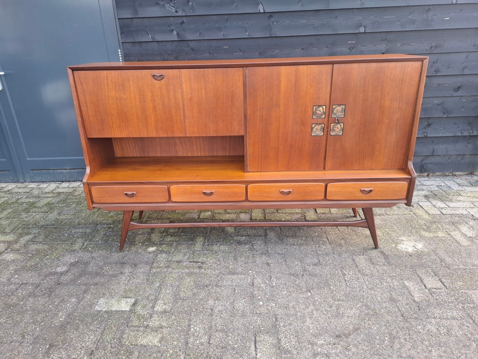 van teeffelen highboard / combimeubel nr 109, Gebruikt, Teakhout, Ophalen of Verzenden, Met lade(s)