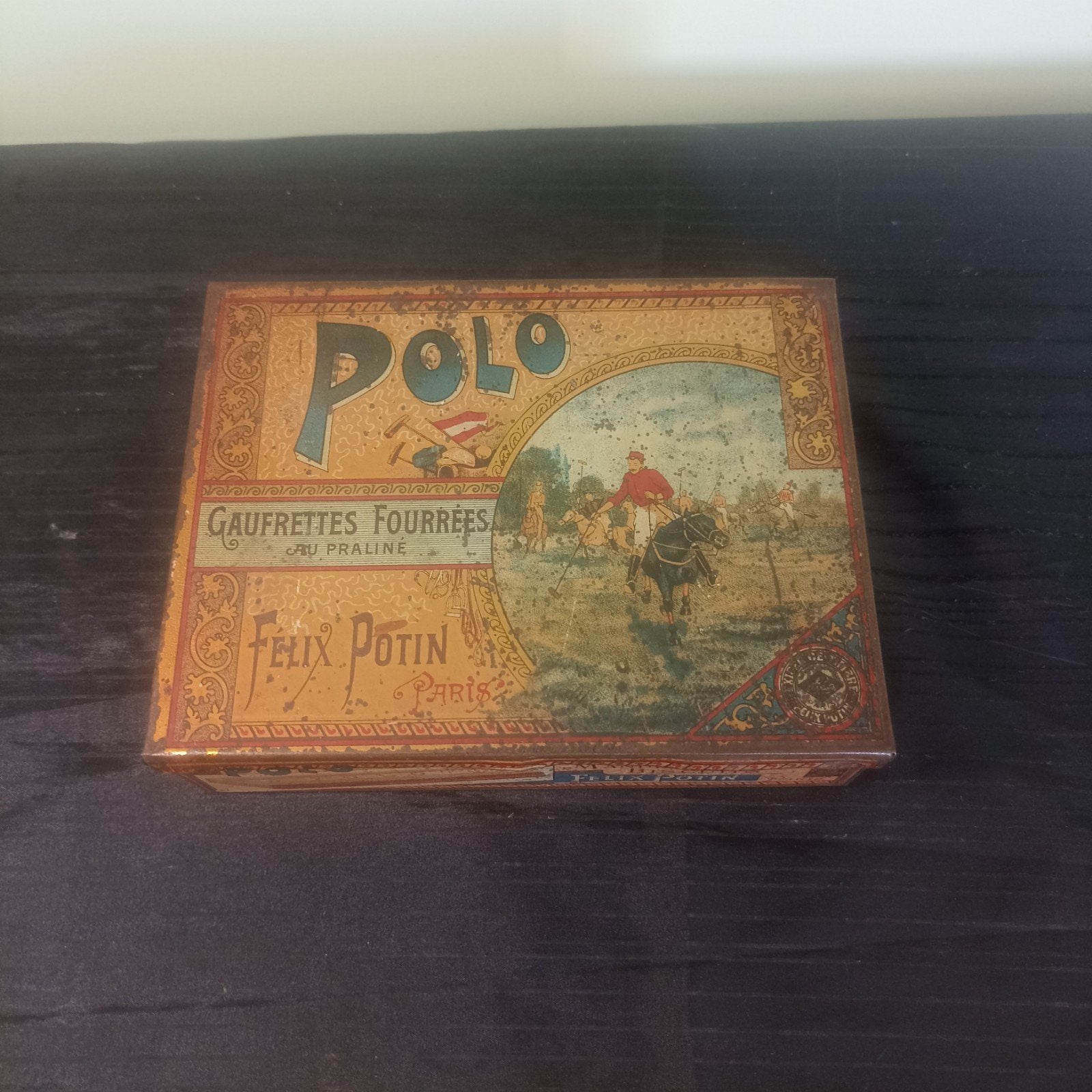 Ancienne boîte à biscuits « Polo » Félix Potin, vers 1920, c, Collections, Enlèvement ou Envoi