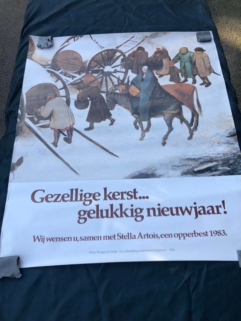 Oude vintage Stella Artois InBev affiche 1982 perfecte staat, Verzamelen, Ophalen of Verzenden, Zo goed als nieuw, Stella Artois