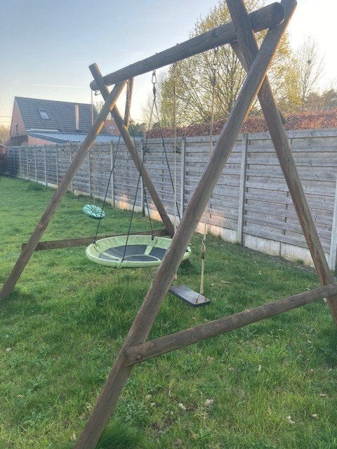 Houten speeltoren tuin met schommel, Ophalen, Zo goed als nieuw, Schommel
