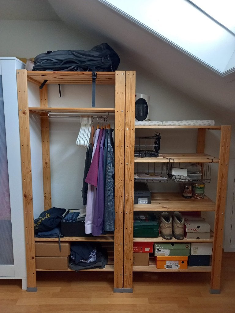 Modulair, houten open kledingrek / opslagrek van Ikea, Enlèvement, Utilisé