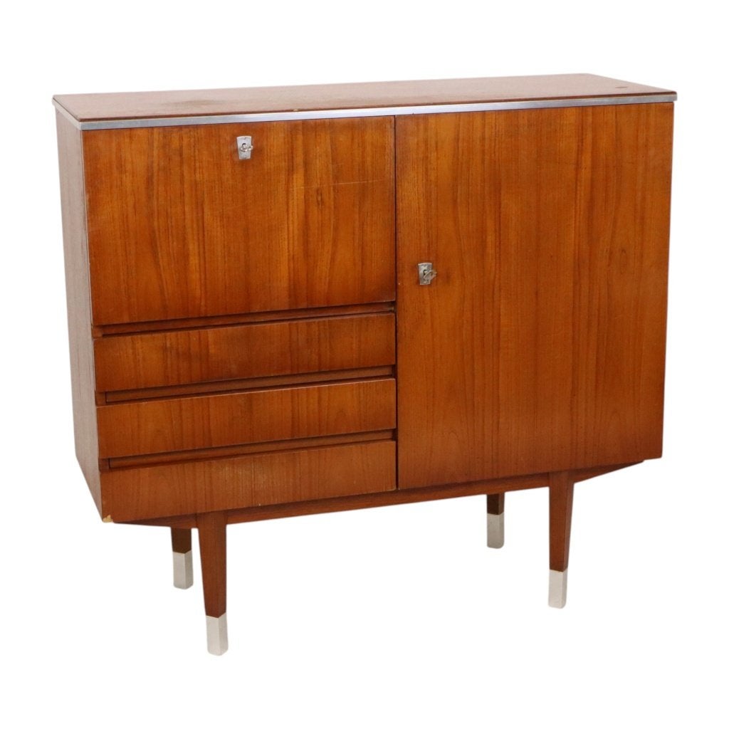 Vintage Bar Meubel Dressoir Teak Fineer Sixties, Huis en Inrichting, Ophalen, Gebruikt, 100 tot 150 cm, Nvt