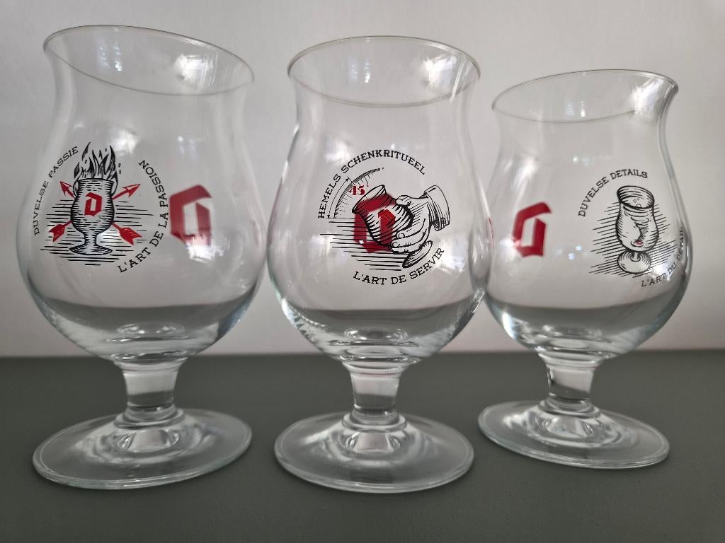 3 Duvelglazen, Verzamelen, Biermerken, Ophalen, Zo goed als nieuw, Glas of Glazen, Duvel