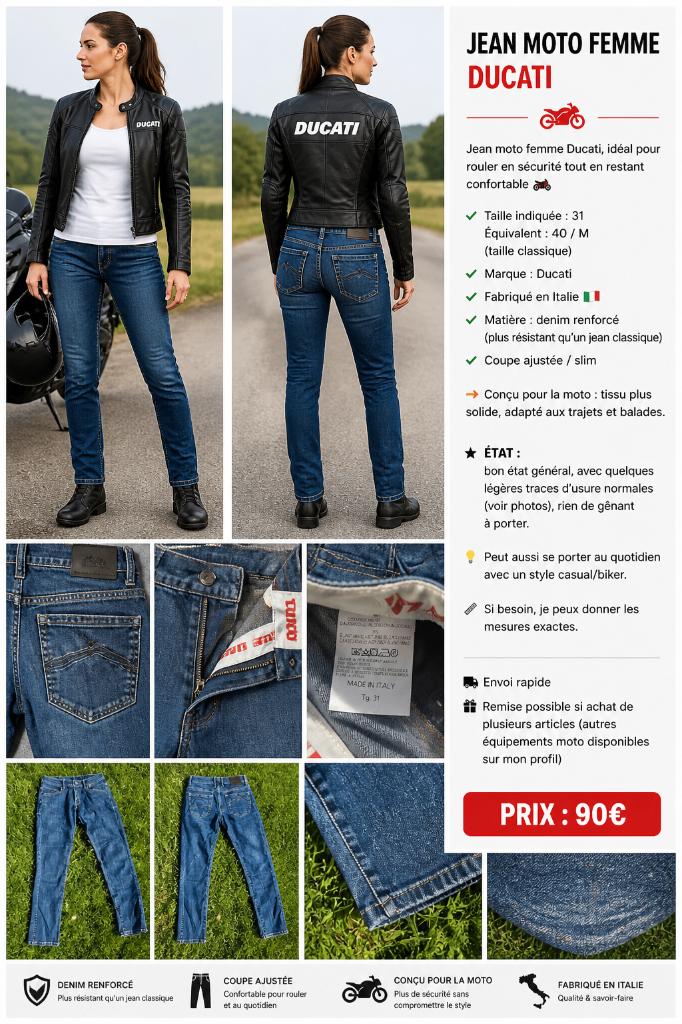 Jean moto femme Ducati–T31(équiv.taille 40/L) denim renforcé, Ophalen of Verzenden, Broek | textiel, Dames, Ducati