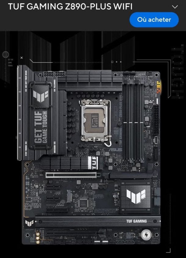 Carte mère Asus tuf z890 plus wifi, LGA 1851, Comme neuf, Enlèvement, ATX