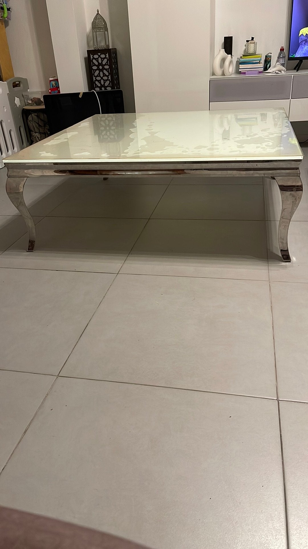 Meuble table, Maison & Meubles, Enlèvement, Comme neuf, Verre