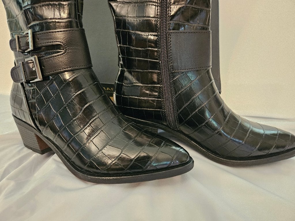 Marco Tozzi by G.M. K. zwarte laarzen in krokodillenstijl, Kleding | Dames, Schoenen, Hoge laarzen, Verzenden, Zwart, Nieuw