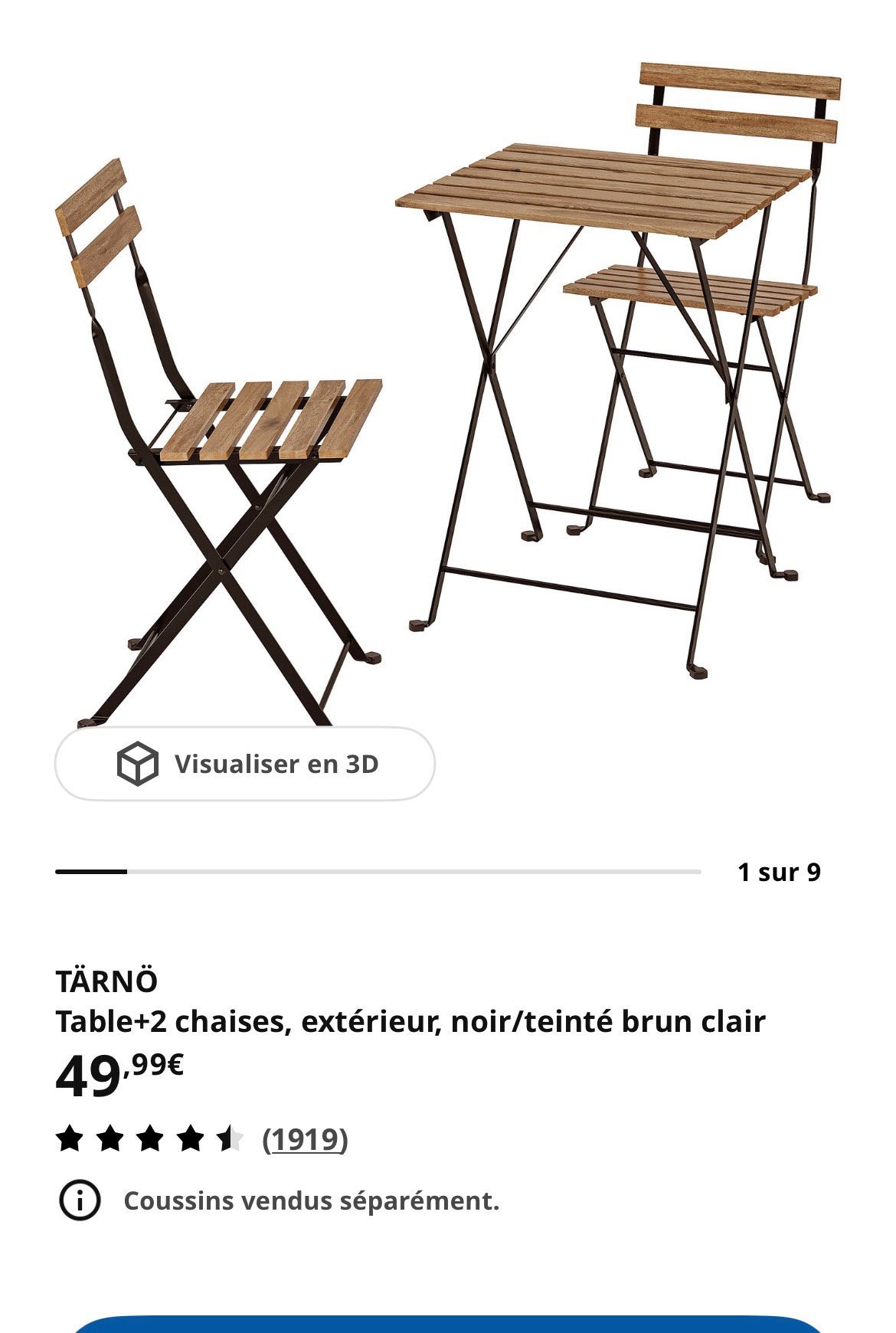 Table de jardin + 2 chaises en parfait état IKEA, Enlèvement, Comme neuf