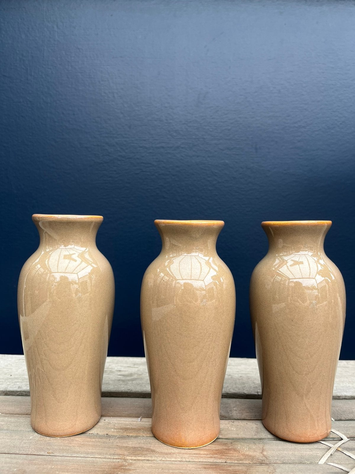 3 vases couleur sable, Convient pour fleurs séchées, Enlèvement ou Envoi, Beige, 16 cm