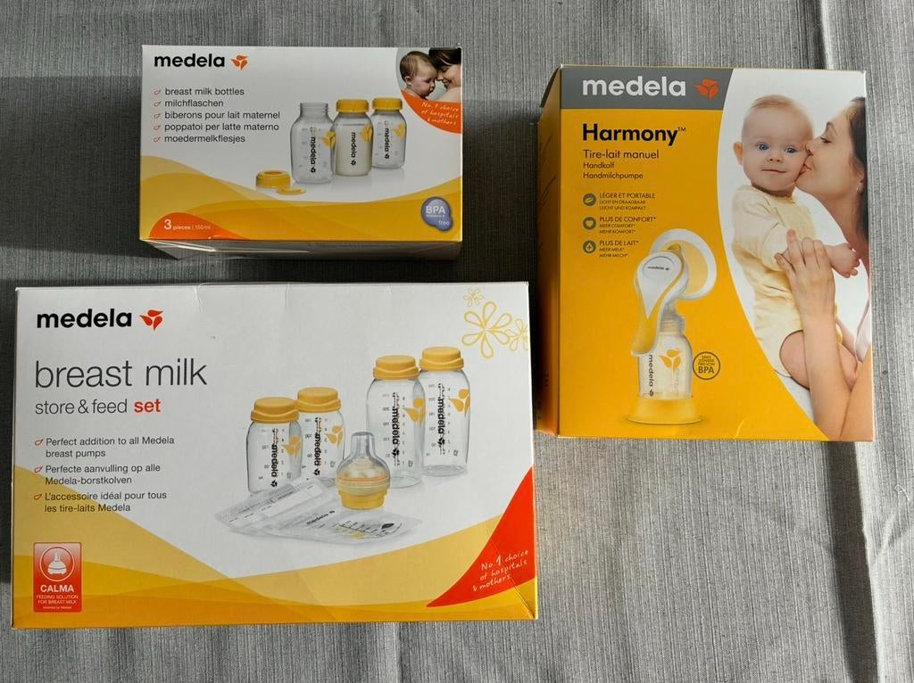 Medela borstkolf + flesjes & diepvrieszakjes, Ophalen, Zo goed als nieuw, Borstkolf