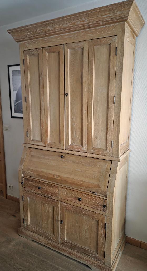 Bureaumeubel (massief eik) - Secretaire, Avec tiroirs, Comme neuf, Bois, Naturel