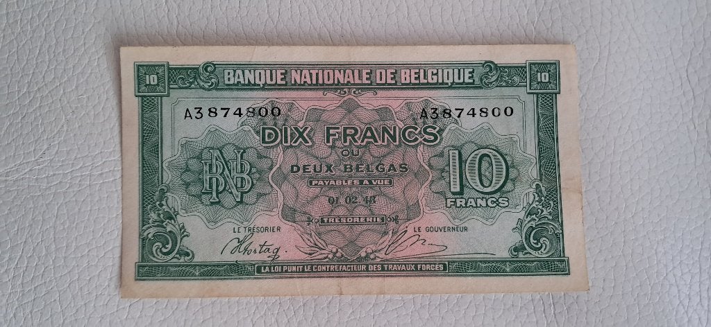 10 frank 1943 - Zeer Fraai, Postzegels en Munten, Bankbiljetten | België, Verzenden, Los biljet