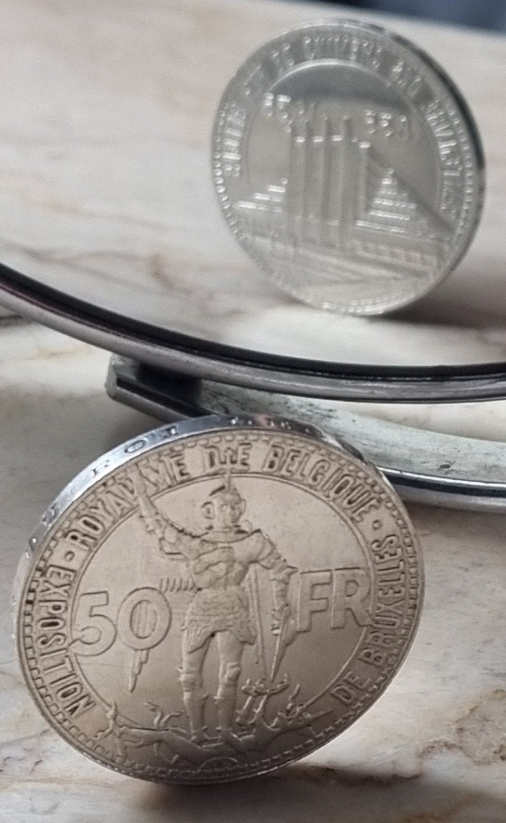 Medailleslag 50 Francs Expo '35, Ophalen of Verzenden, Losse munt, Zilver