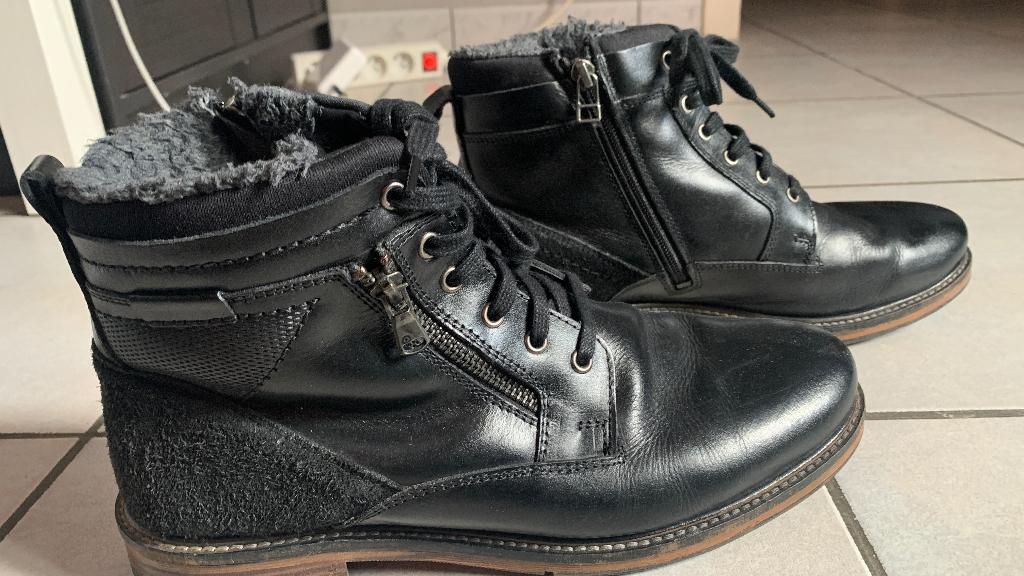 Chaussures Bottines Homme Cuir, Enlèvement ou Envoi, Porté, Noir