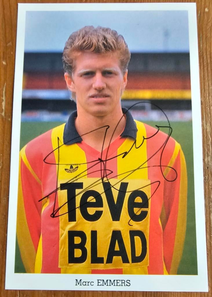 1989 Marc Emmers KV Mechelen Spelerskaart handgesigneerd!, Verzamelen, Ophalen of Verzenden, Zo goed als nieuw, Spelerskaart