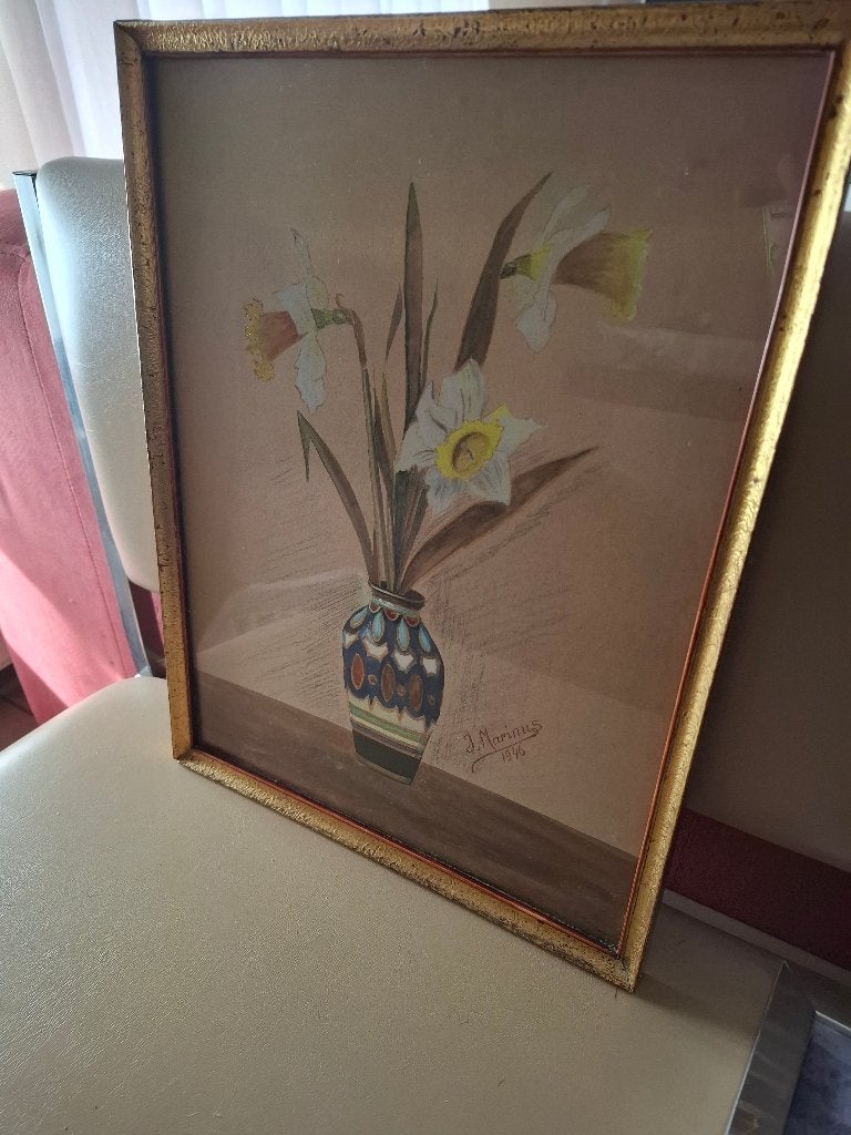 Stilleven J.marinus / anno 1946 orgineel werk!, Ophalen of Verzenden, Huis en Inrichting