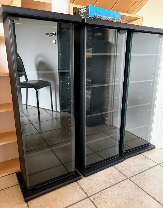 DVD / CD opbergrekjes met glas, Huis en Inrichting, Ophalen, Gebruikt, 75 tot 150 discs, Glas