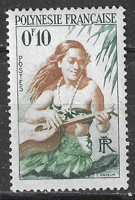 Frans-Polynesie 1958/1960 - Yvert 1 - Guitaarspeelster (PF), Verzenden, Postfris
