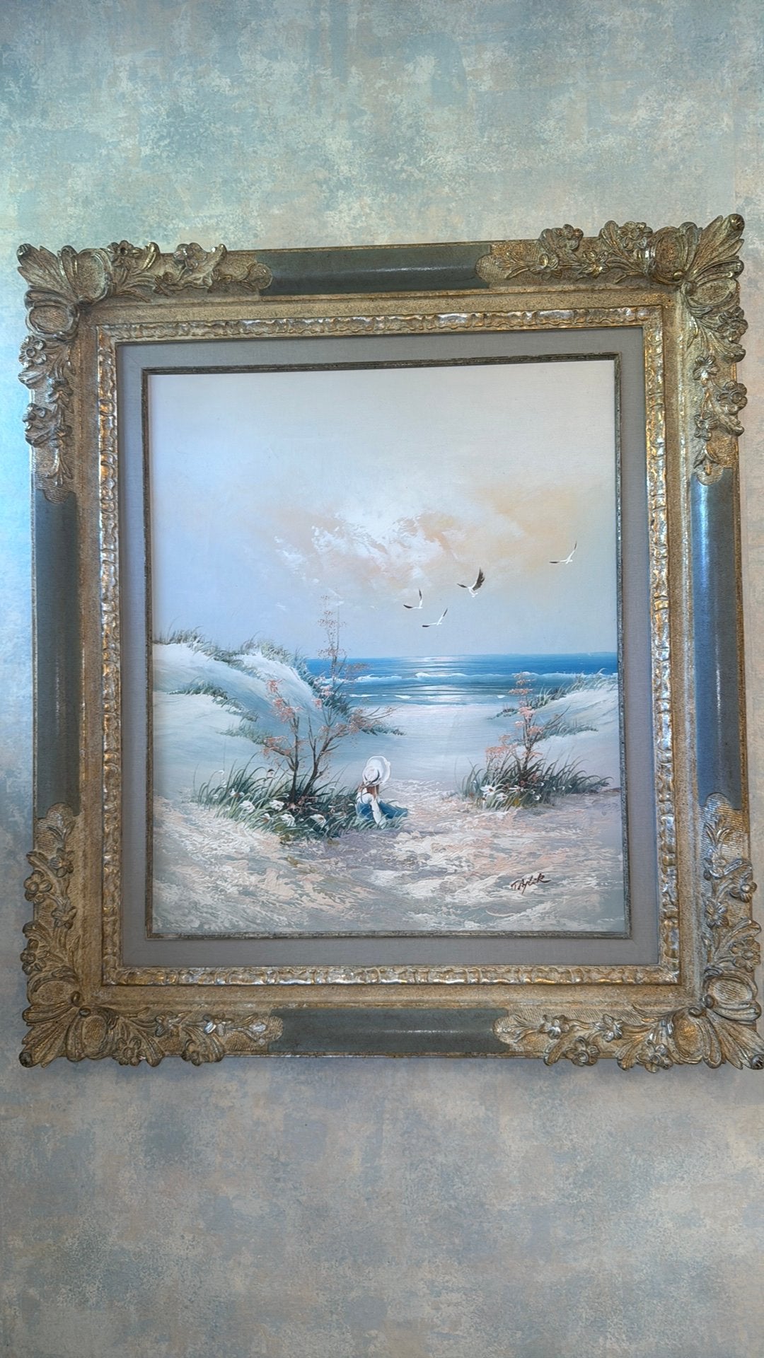 Peinture avec un beau cadre, Cadre spécial, Peinture à l'huile, Enlèvement, Maritime / eau