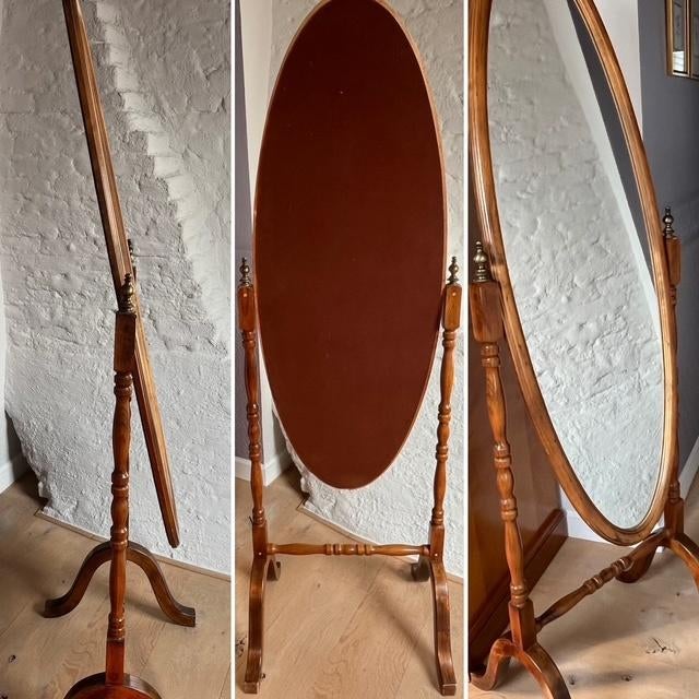 Retro staande spiegel, Ophalen, Gebruikt, 50 tot 75 cm, 150 tot 200 cm