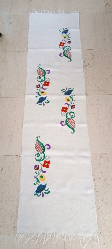 Chemin de table brodé en coton métissé, Ophalen, 160 cm, 40 cm, Afwasbaar