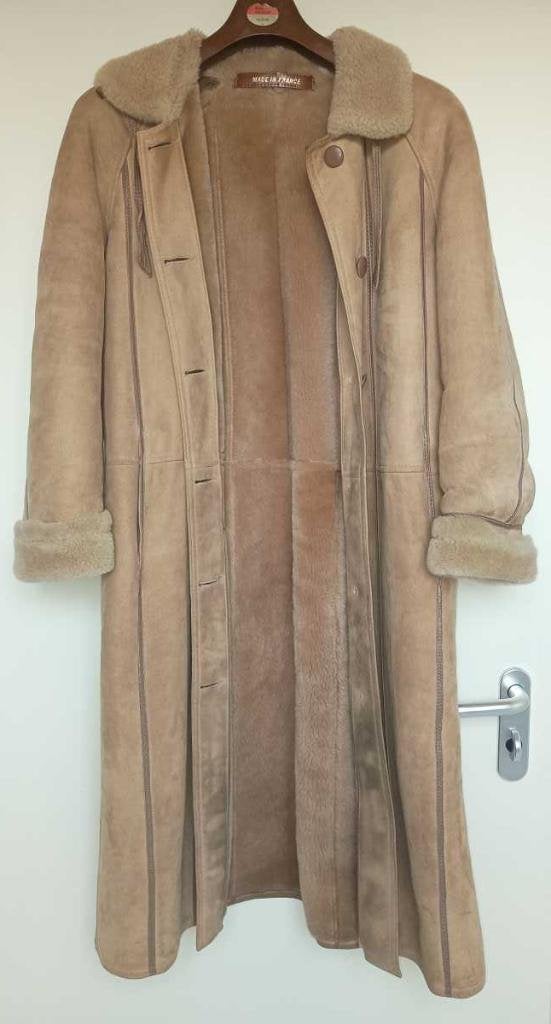Lange jas van schapenvacht voor dames t42, Autre, Beige, Maat 42/44 (L), Ophalen of Verzenden