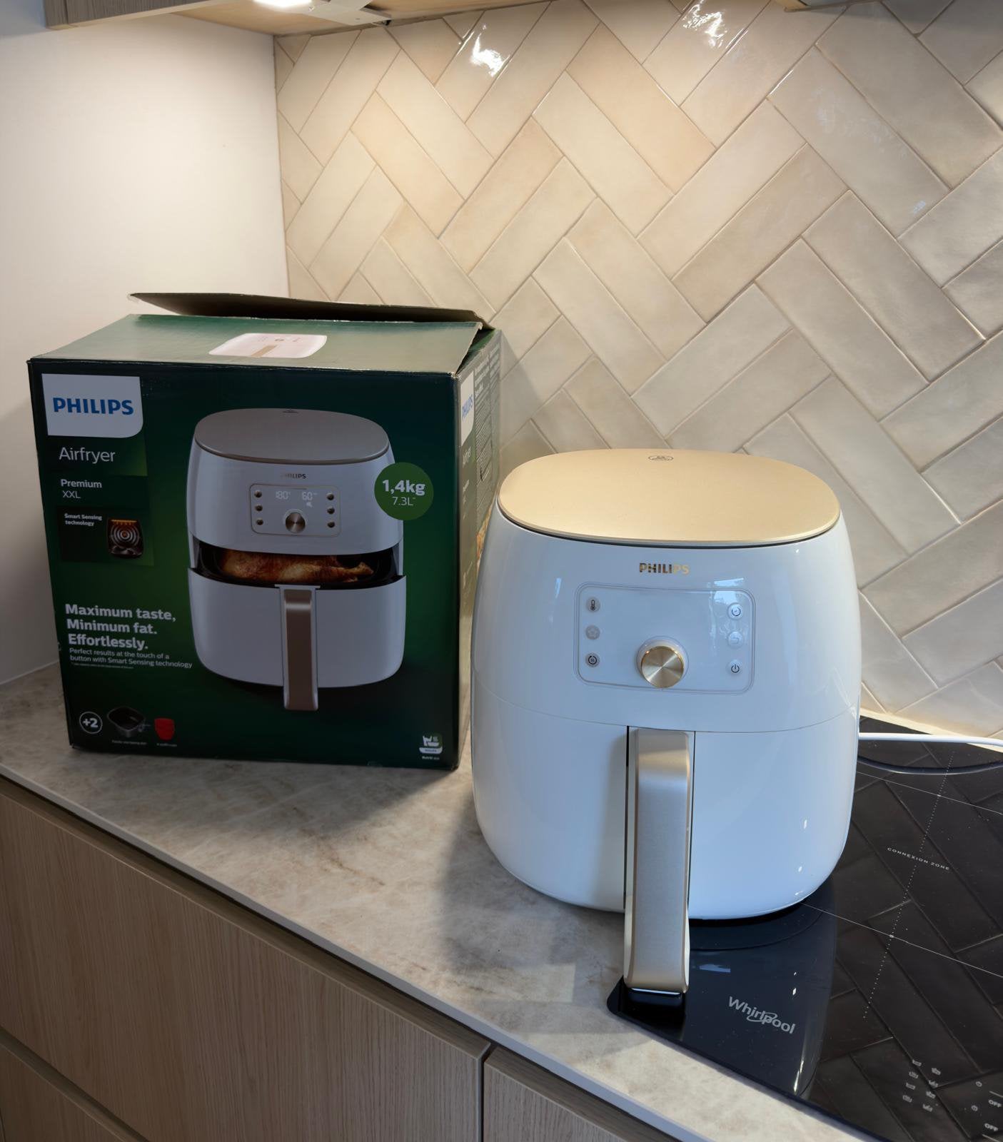 Philips Airfryer Premium XXL – Blanc/Champagne | 7,3 L, Electroménager, Enlèvement, Utilisé, Friteuse à air XXL, 1000 à 1499 grammes