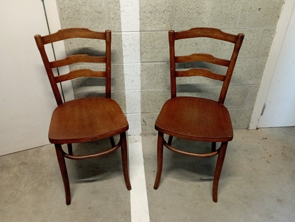 Set van 2 houten stoelen, Ophalen, Gebruikt, Twee, Bruin