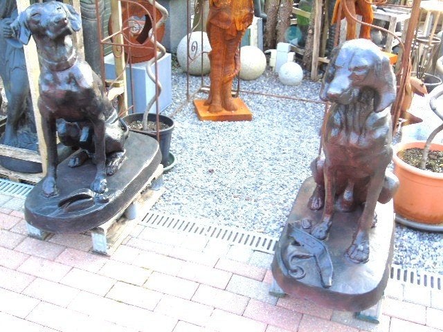 statue chien de chasse en fonte , le couple, Enlèvement, Neuf, Métal, Animal