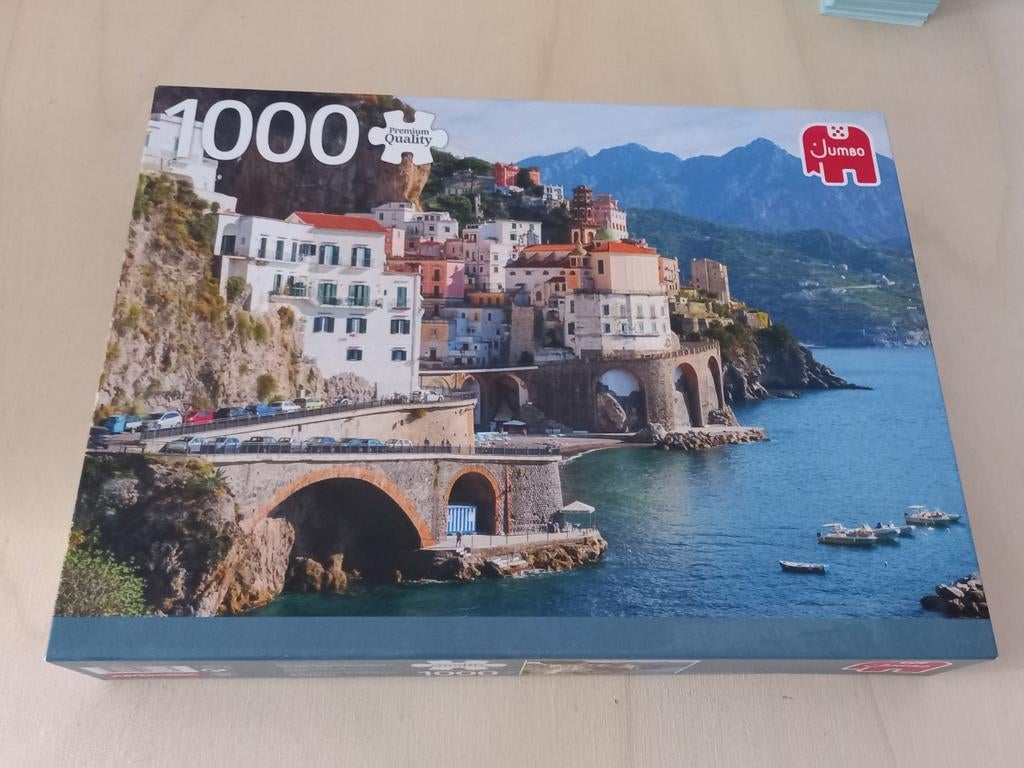 Puzzle Jumbo 1000 pièces - Côte amalfitaine, Italie, Enlèvement ou Envoi, 500 à 1500 pièces, Utilisé, Puzzle