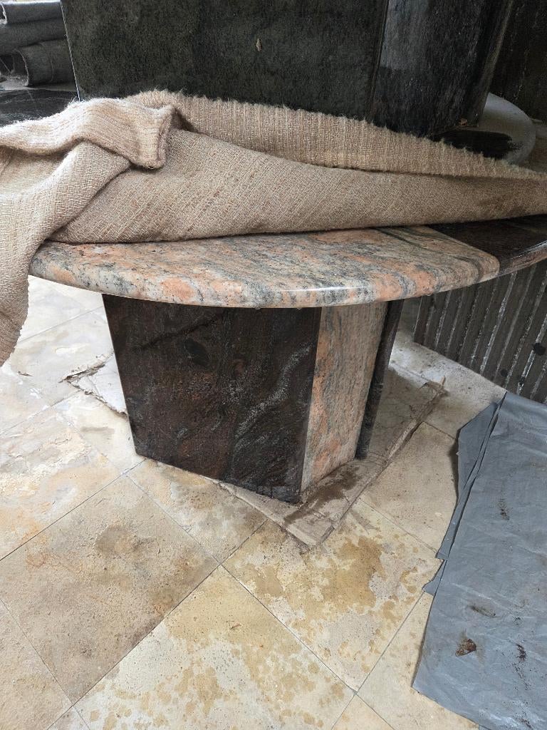 Massieve ronde granieten tafel – topstaat, Ophalen, Overige materialen