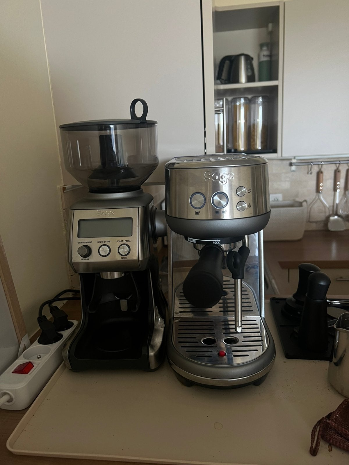 Sage Bambino Stainless Steel + Sage The Smart Grinder Pro, Elektronische apparatuur, Ophalen, Zo goed als nieuw, Koffiemachine
