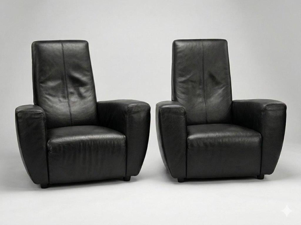 Gerard van den Berg Label Longa Fauteuil zwart 2 stuks, Huis en Inrichting, Ophalen, 100 tot 125 cm, Zo goed als nieuw, 75 tot 100 cm