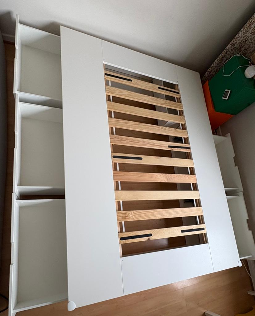 Cadre de lit IKEA NORDLI avec rangement - 160x200 cm, Enlèvement, Comme neuf, Blanc