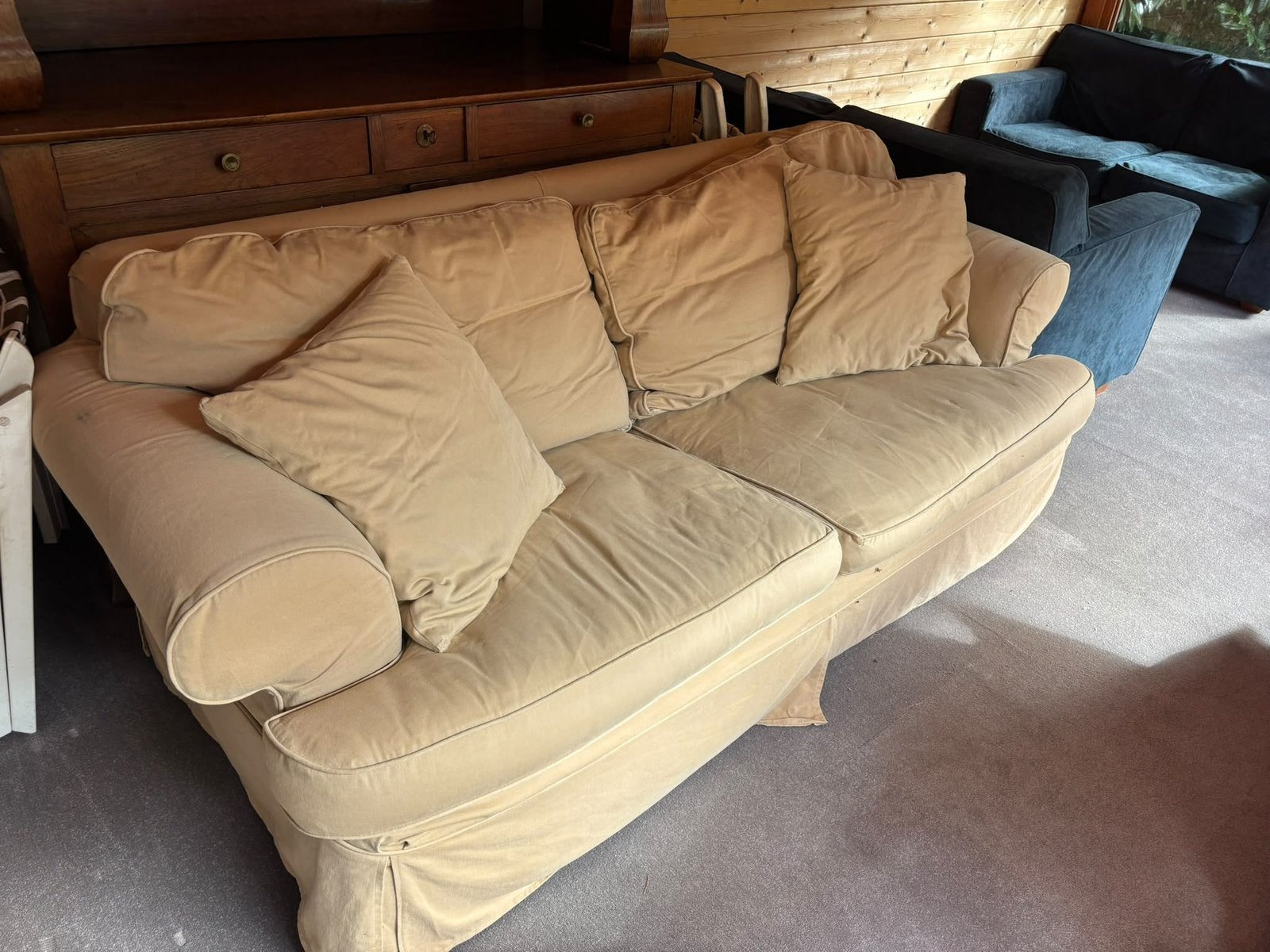 Klassieke Engelse fauteuil - 2 zit, Ophalen, Gebruikt, 150 tot 200 cm, Tweepersoons