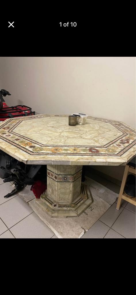 Brazilian hand layed stone table- 1 solid piece - heavy, Maison & Meubles, Enlèvement, Utilisé