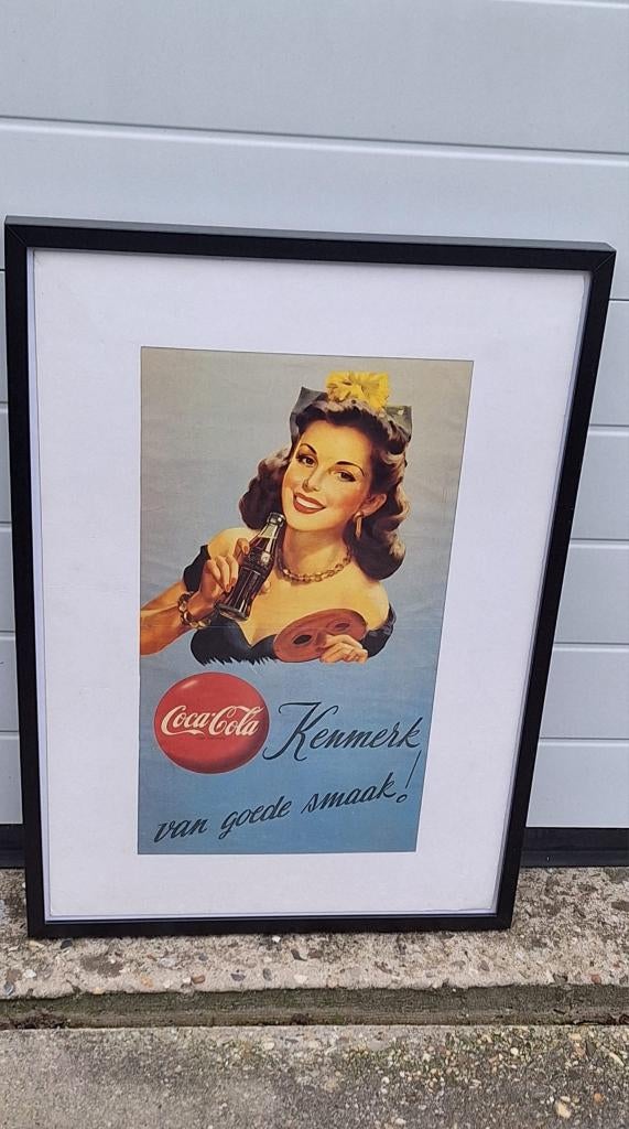 Coca Cola poster, authentieke herdruk van de oorlogsposter., Verzamelen, Posters, Gebruikt, Reclame, A1 t/m A3, Rechthoekig Staand