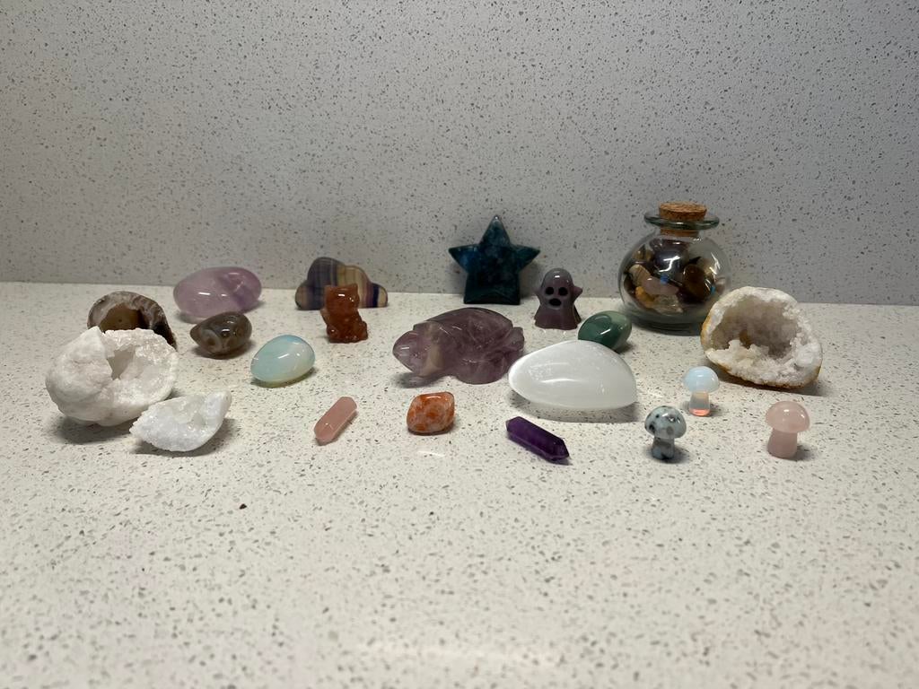 Setje edelstenen en mineralen, Ophalen
