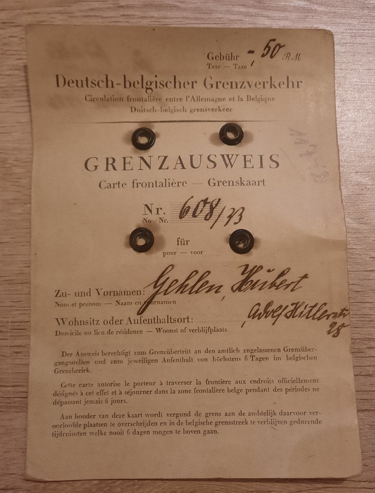 Grenzausweis, Ophalen of Verzenden