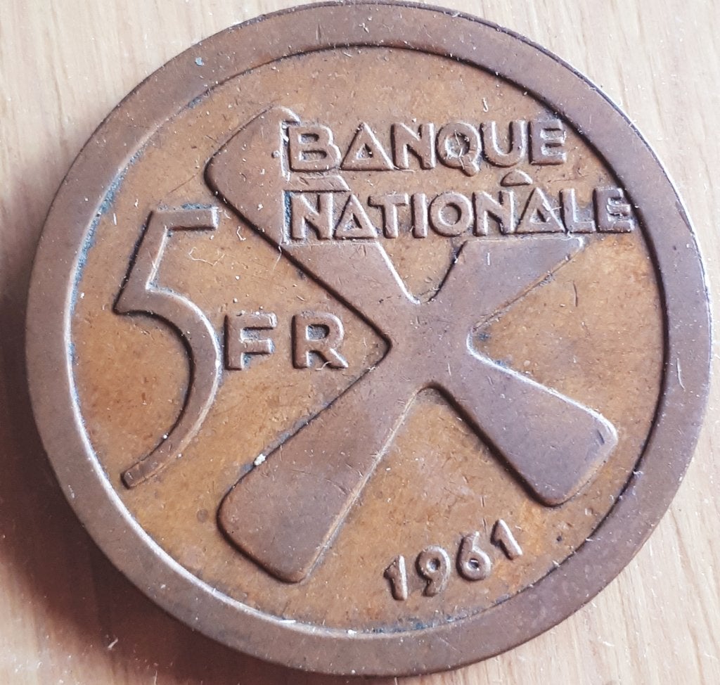 KATANGA : 5 FRANK 1961 KM 2 XF/unc, Postzegels en Munten, Ophalen of Verzenden, Overige landen, Losse munt