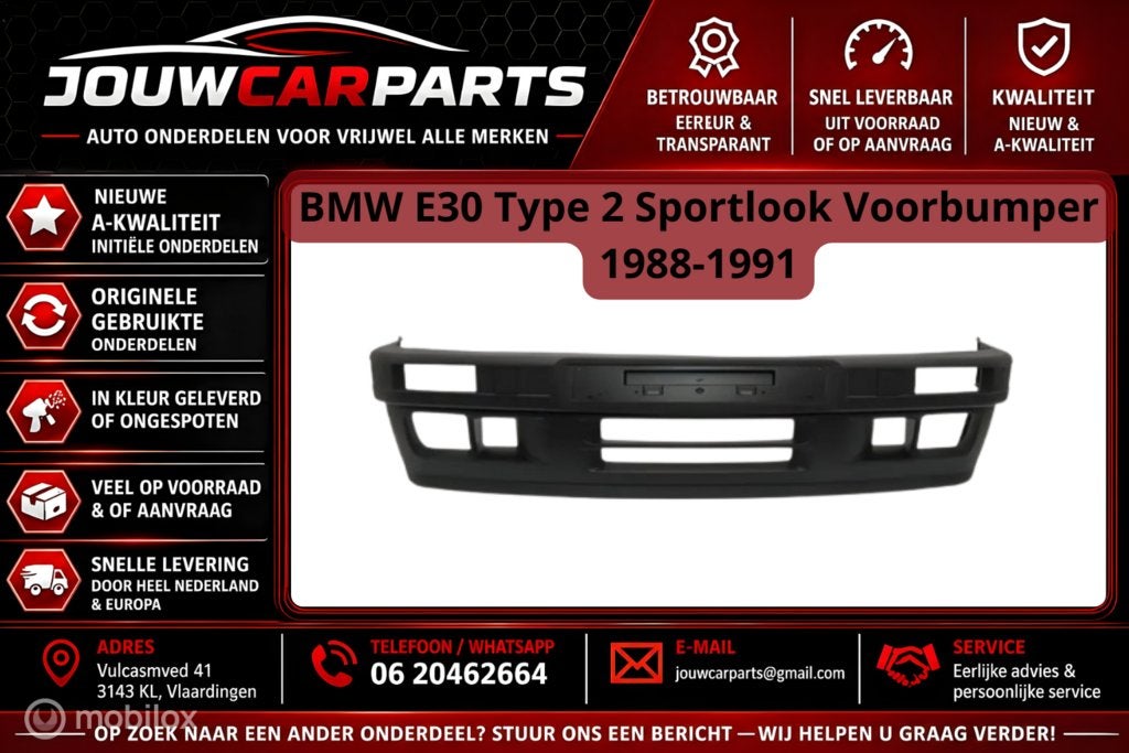 BMW E30 Type 2 Sportlook Voorbumper 1988-1991, Auto-onderdelen, Voorbumper, Voor, Nieuw, Ophalen of Verzenden