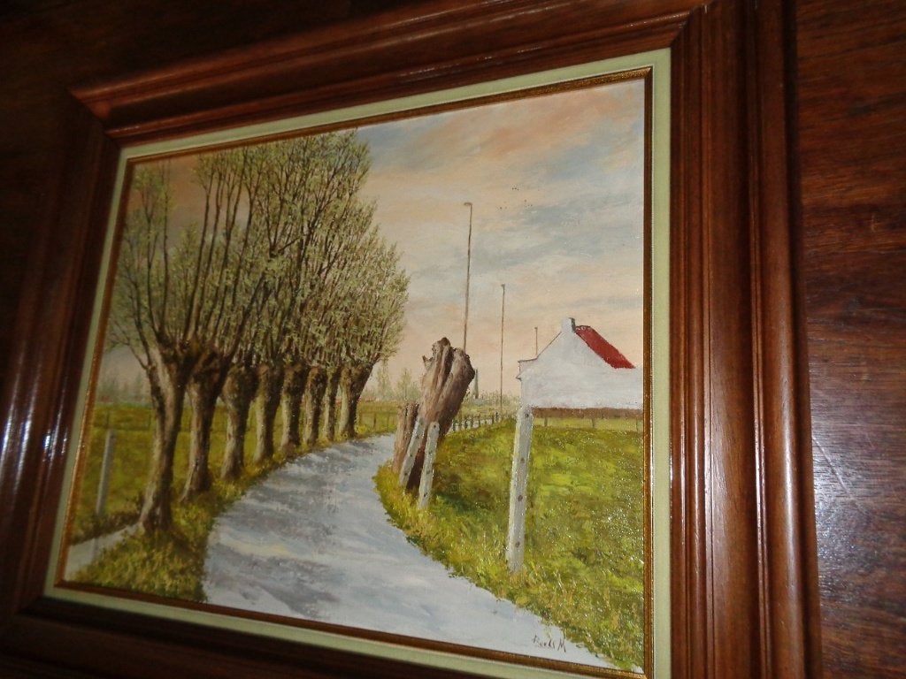 *M.Roels (1933) - Belle peinture - Inscrite à PIRON, BAS.., Enlèvement ou Envoi, Cadre spécial, Toile