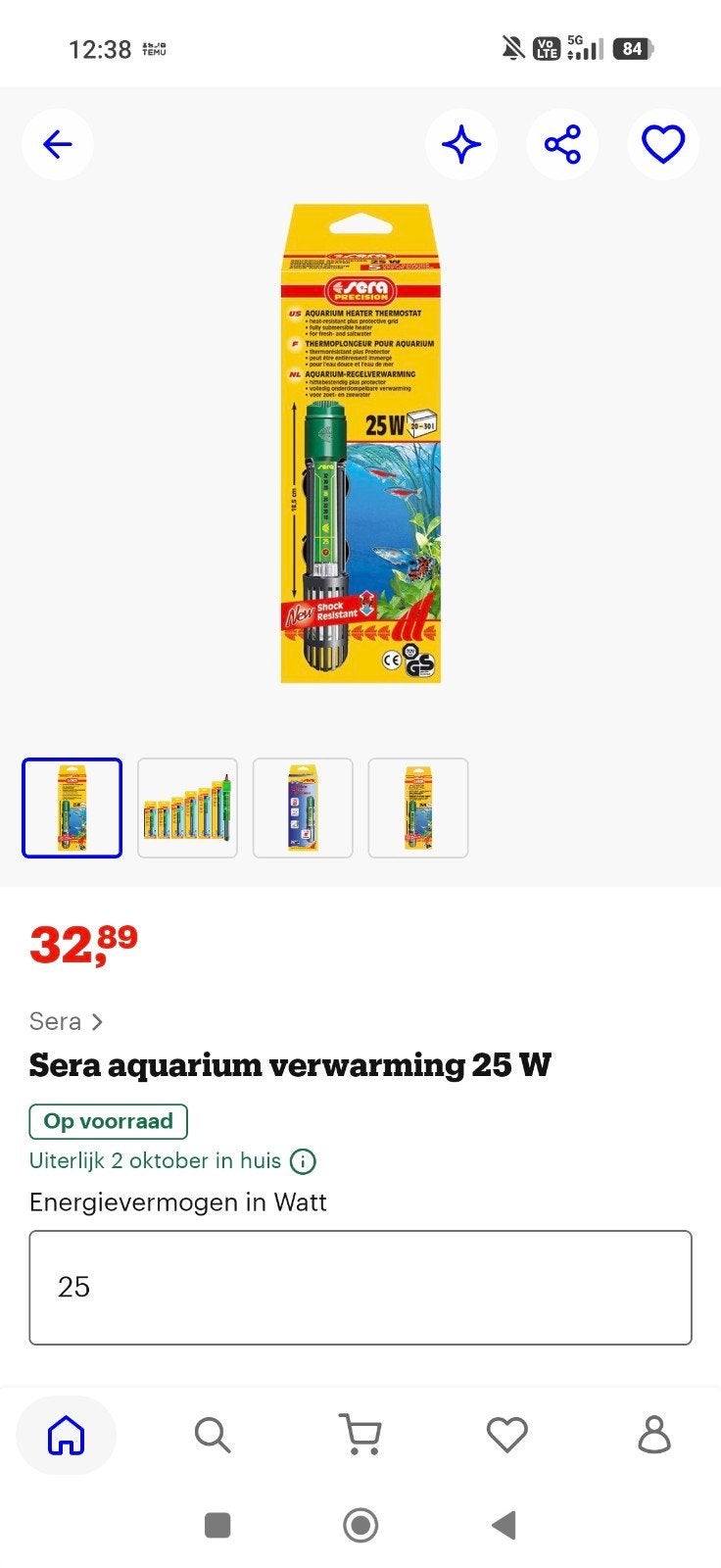 aquarium heater, Ophalen