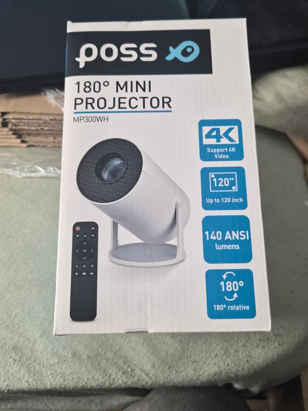 Mini projecteur vidéo 4K Poss, TV, Hi-fi & Vidéo, Projecteurs vidéo, Utilisé, Ultra HD (4K), Enlèvement ou Envoi